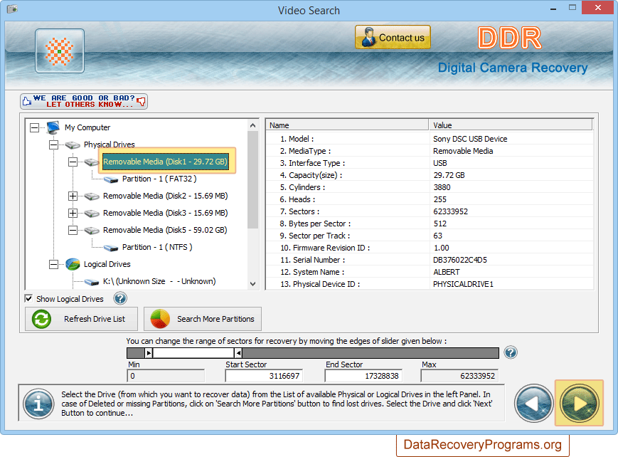 Select removable media Select removable media