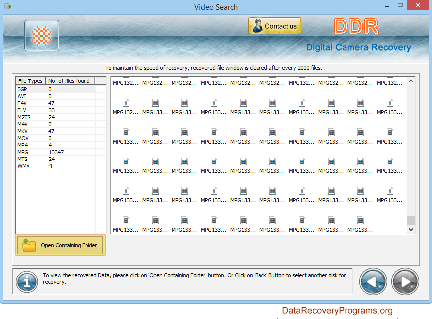 Open Containing Folder to view recovered data