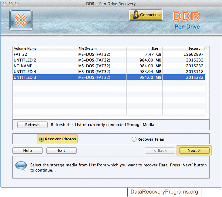 Select the storage media Select the storage media