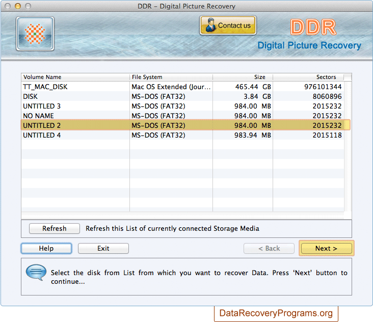 Select the disk