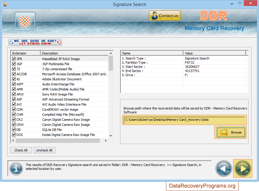 Browse path to save recovered data Browse path to save recovered data
