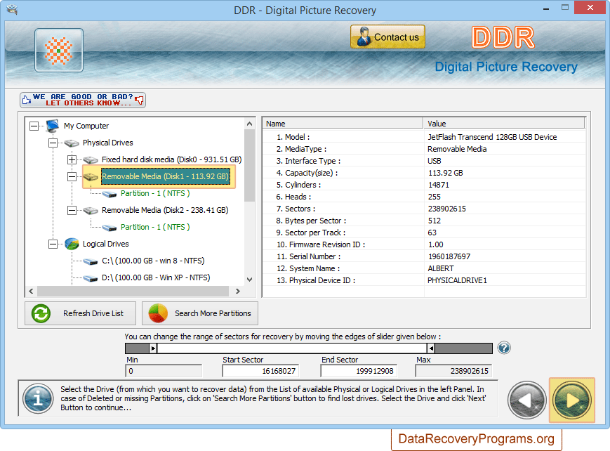 Select removable media Select removable media