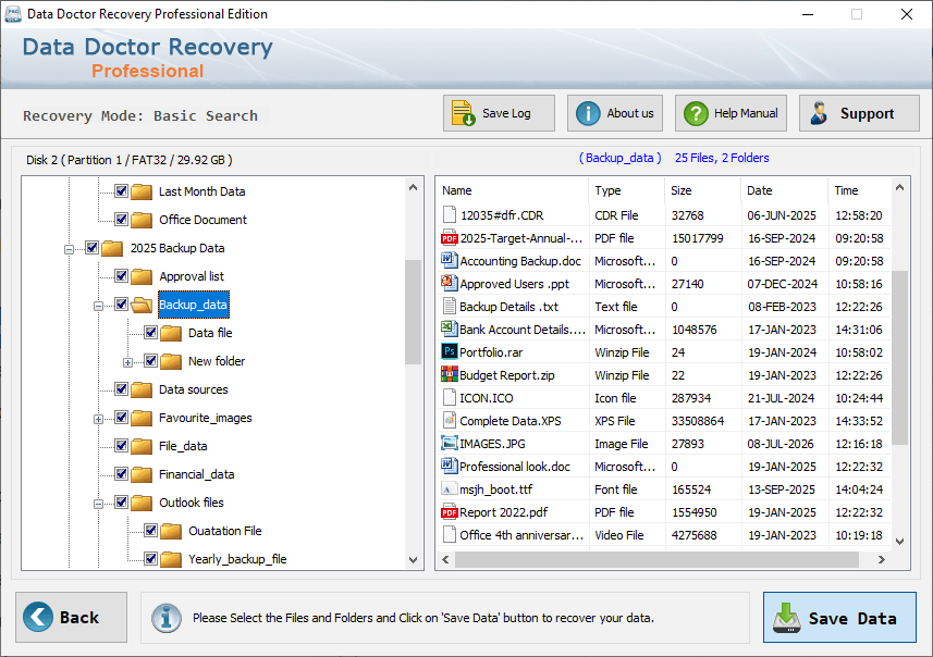 Select files and folders 